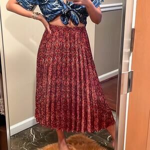 Max Studio Floral Pleated Midi Skirt NWT Elastic Waist